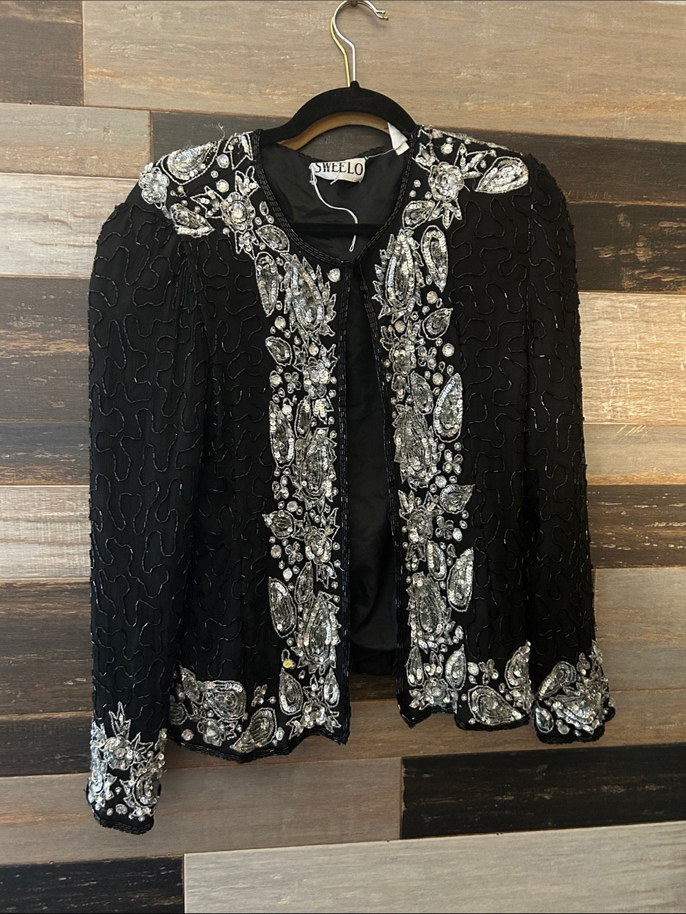 Sweelo Black Beaded Embellished Jacket size medium